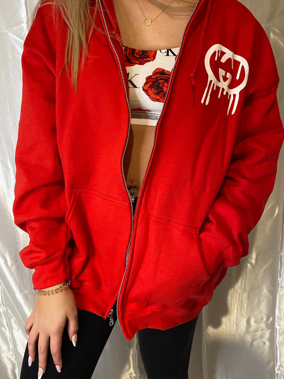 Red “Get Over It” Zip Up